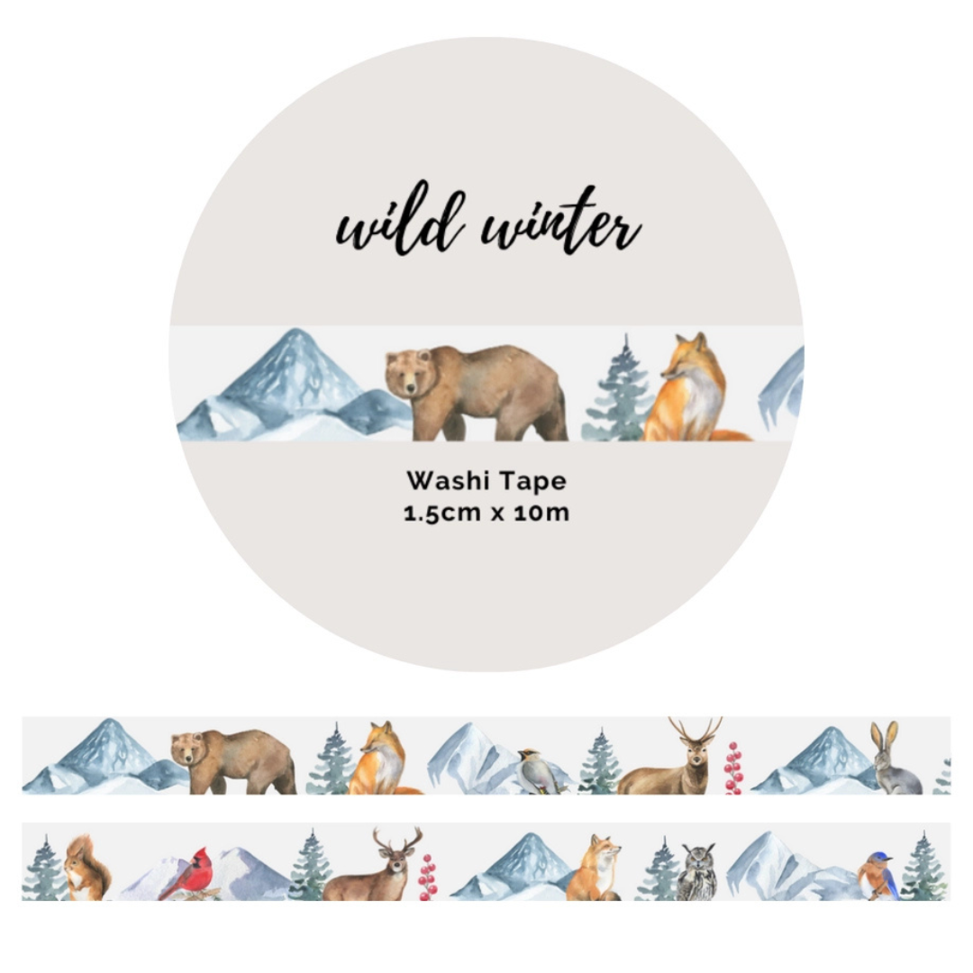 Cinta adhesiva - Wild Winter - 15 mm x 10 m