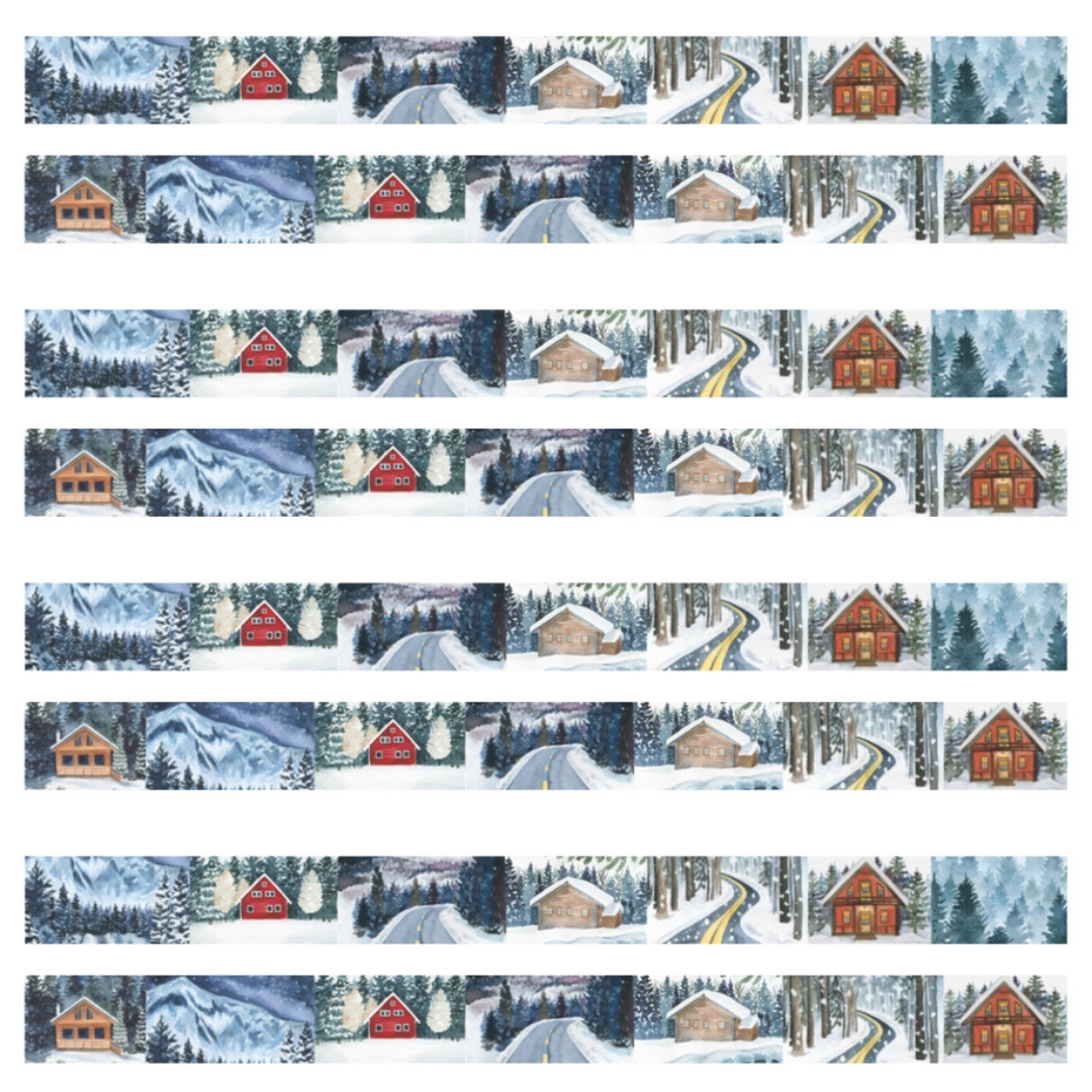 Cinta Adhesiva Winter Cabins - 15 mm x 10 m