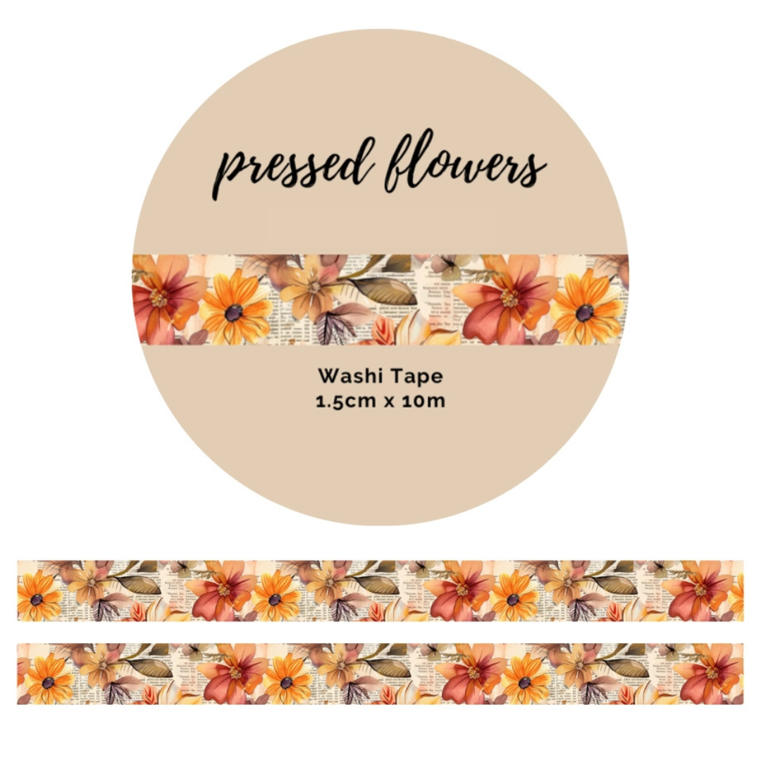 Cinta adhesiva - Flores prensadas - 15 mm x 10 m