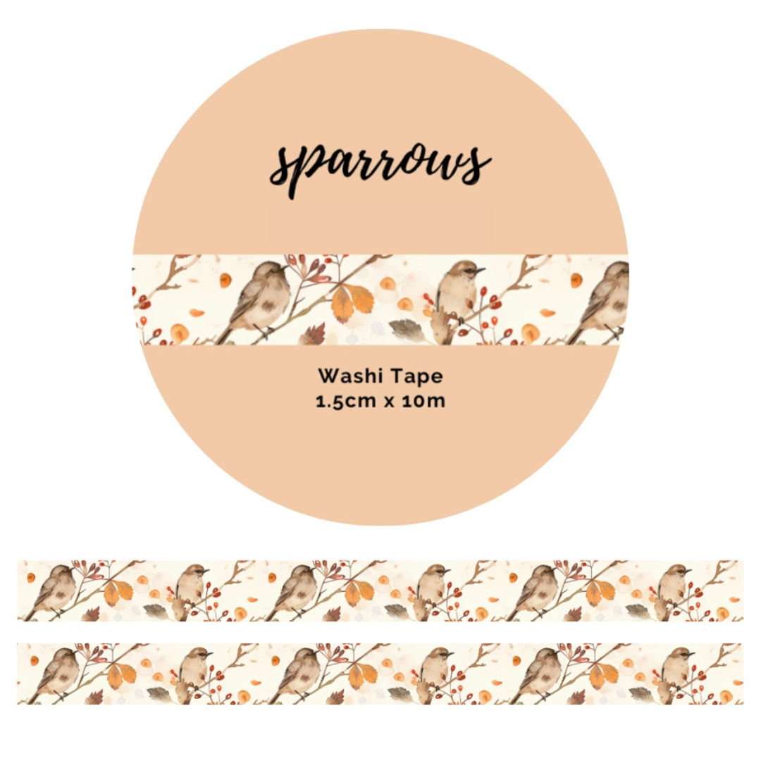 Cinta adhesiva - Sparrows- 15 mm x 10 m