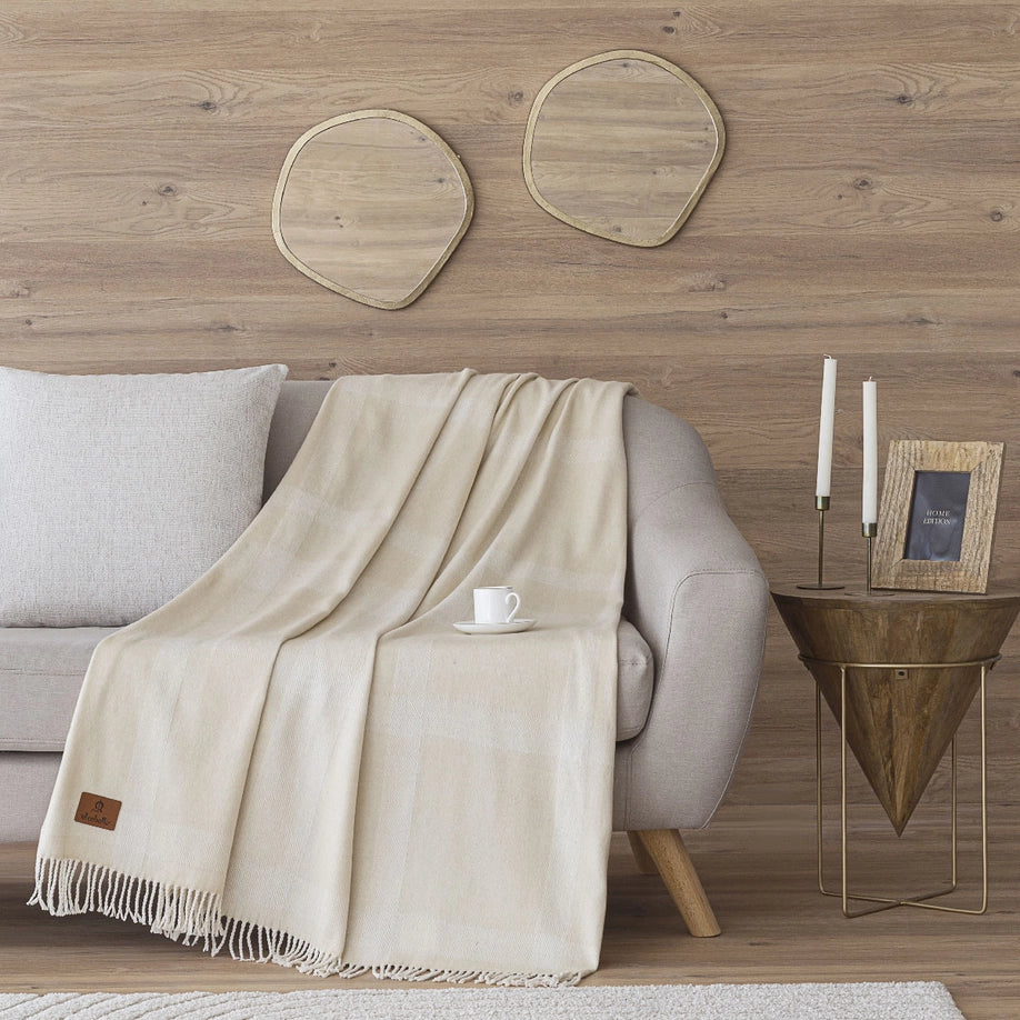 Manta plaid ZAHARA - Beige