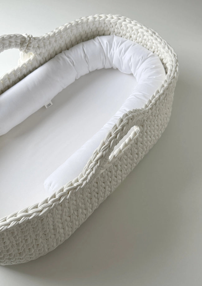 Rollo de cojín para cestas de bebé | blanco