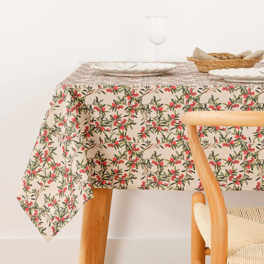 Mantel Resinado Antimanchas Navidad Hojas 250 x 140 cm