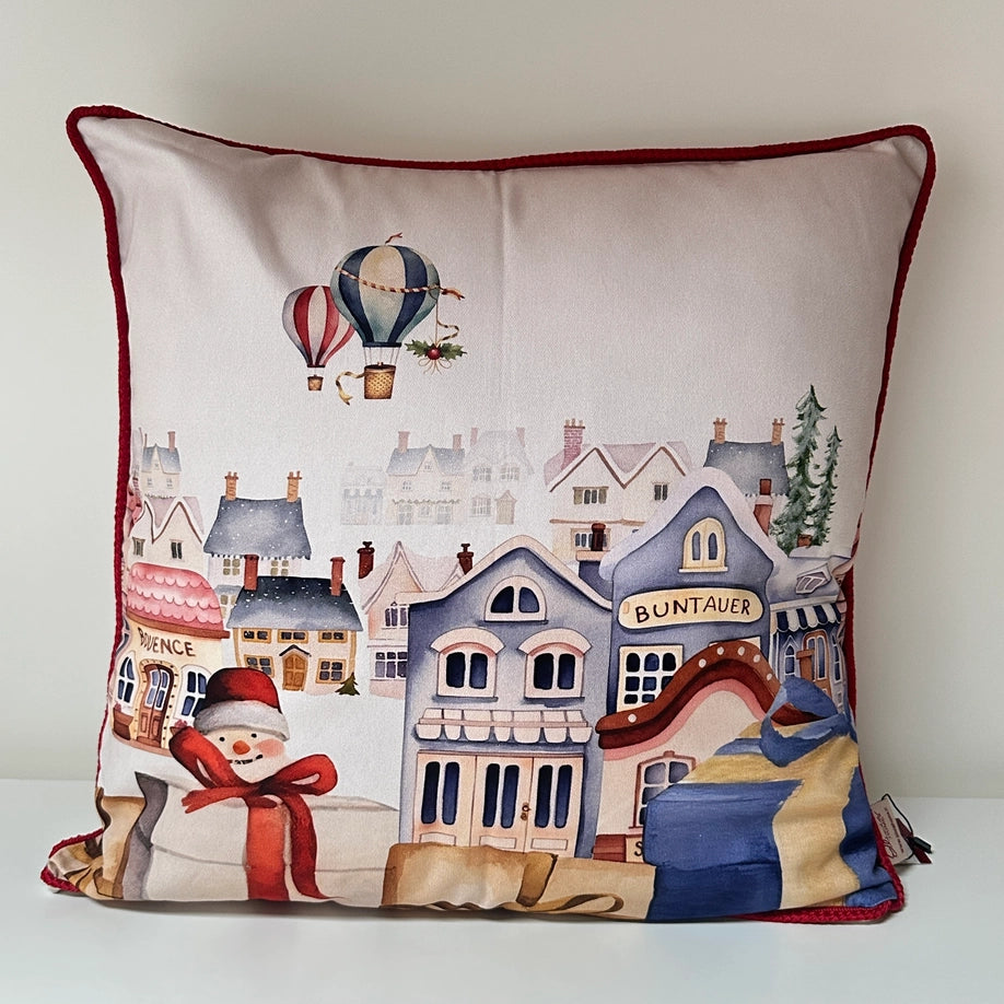 Cojín navideño de 45 x 45 cm, globos aerostáticos