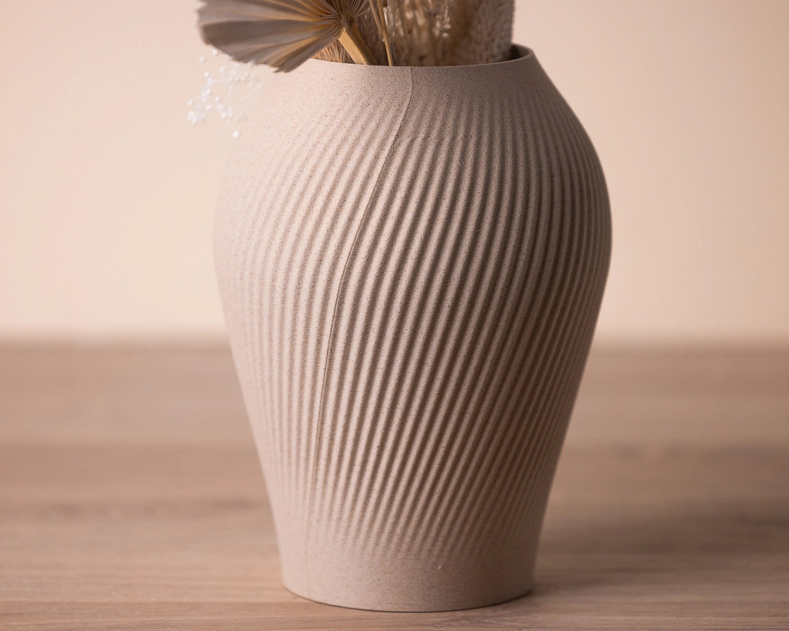 Jarrón de hermético, a base de madera - Antiq - Color Beige