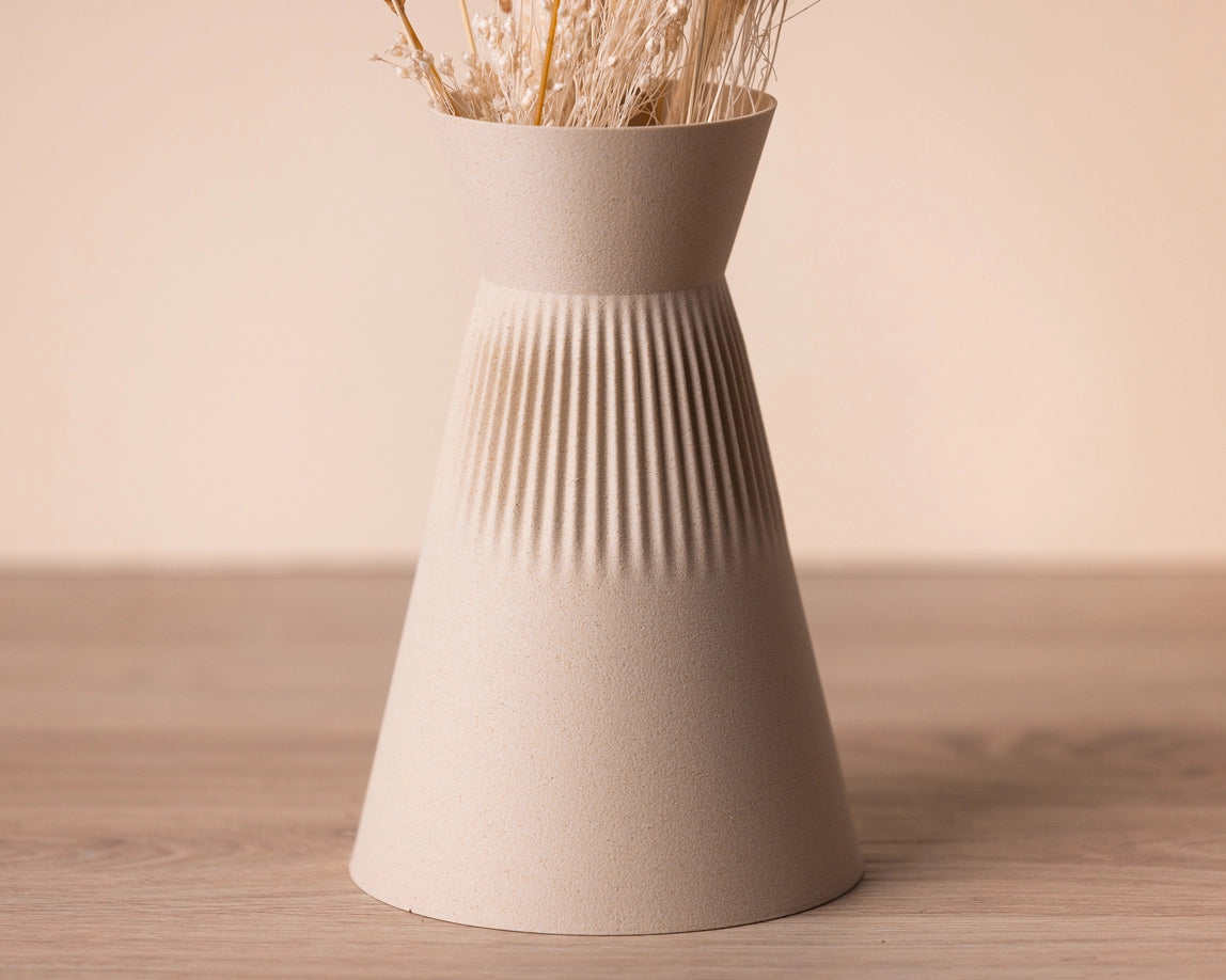 Jarrón hermético, a base de madera - Koen - Color Beige