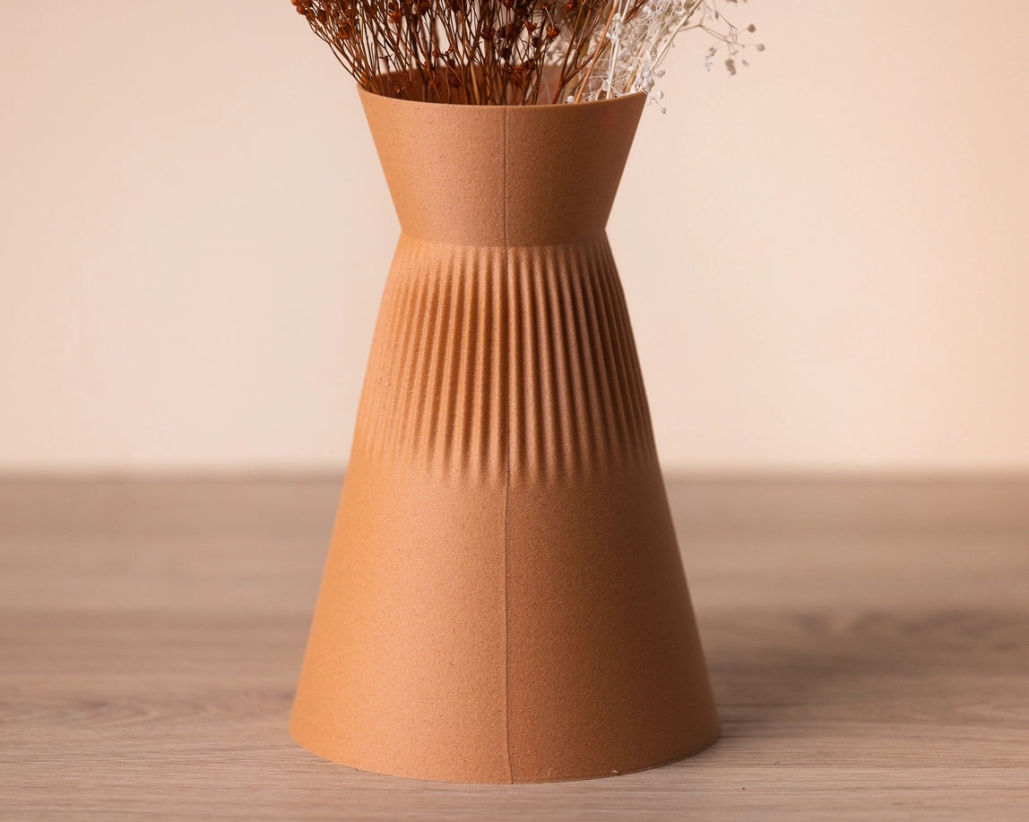 Jarrón hermético, a base de madera - Koen - Color Terracota