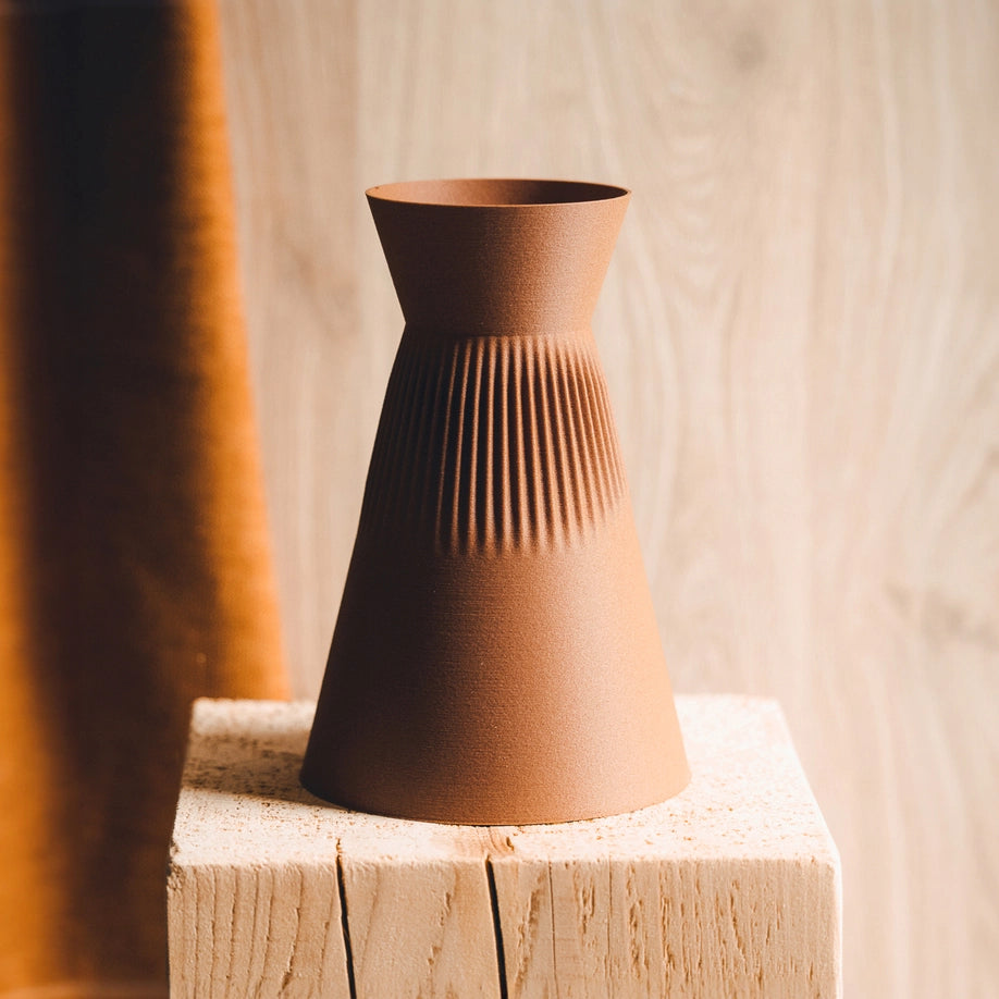 Jarrón hermético, a base de madera - Koen - Color Terracota