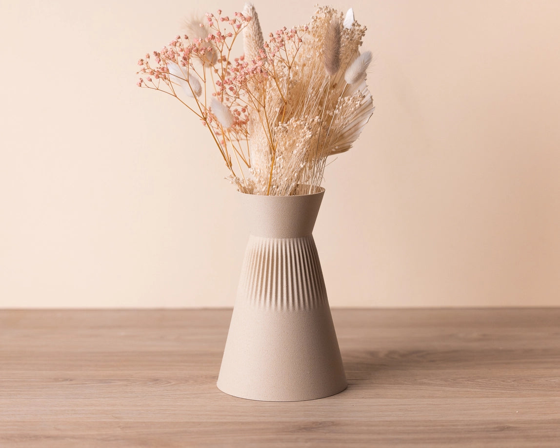 Jarrón hermético, a base de madera - Koen - Color Beige