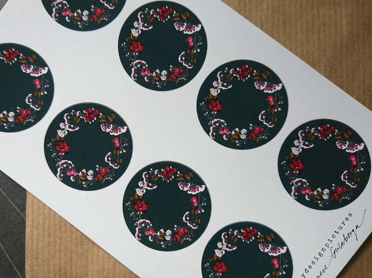 Juego de 8 pegatinas con Corona Floral