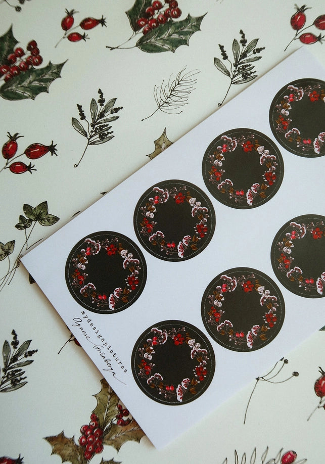 Juego de 8 pegatinas con Corona Floral