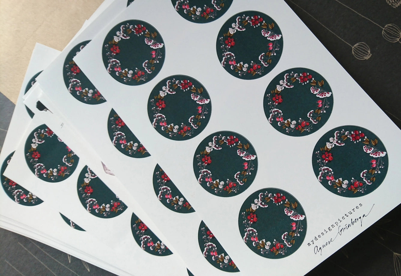 Juego de 8 pegatinas con Corona Floral