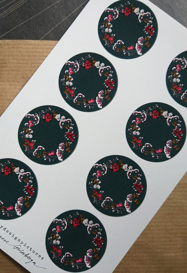 Juego de 8 pegatinas con Corona Floral