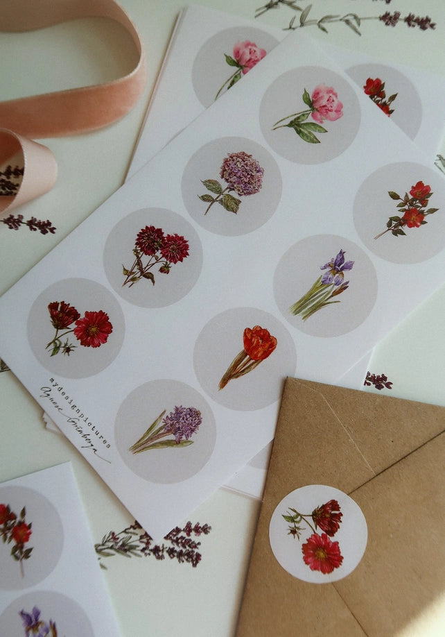 Juego de 8 pegatinas de Flores