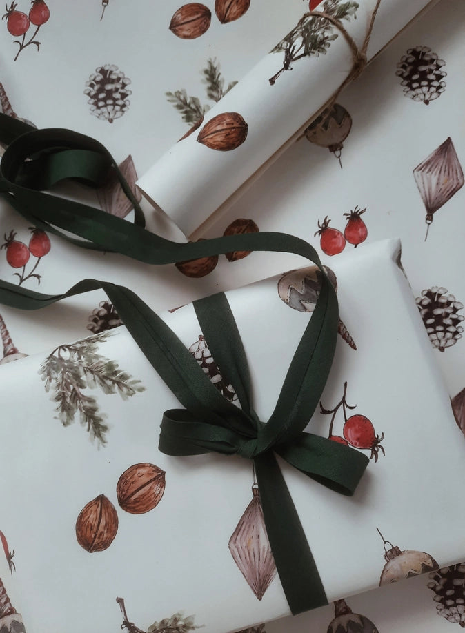 Juego de 3 piezas de papel de regalo de color blanco puro para decoración navideña