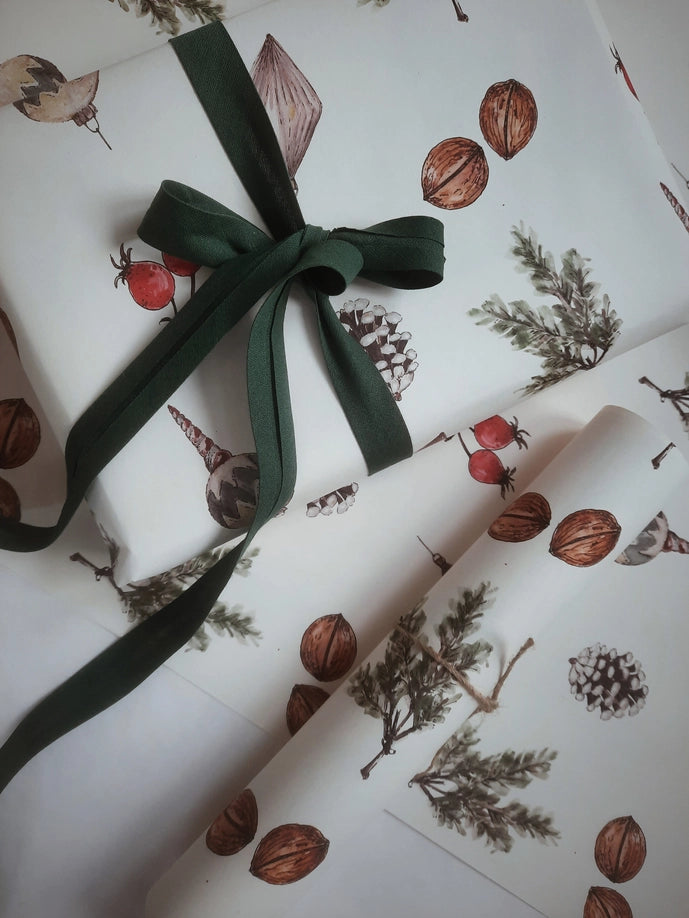 Juego de 3 piezas de papel de regalo de color blanco puro para decoración navideña