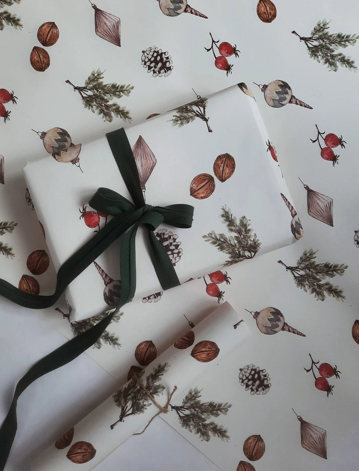 Juego de 3 piezas de papel de regalo de color blanco puro para decoración navideña
