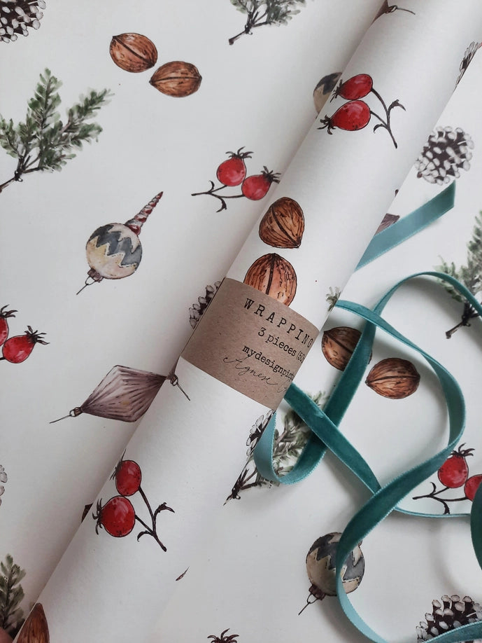 Juego de 3 piezas de papel de regalo de color blanco puro para decoración navideña