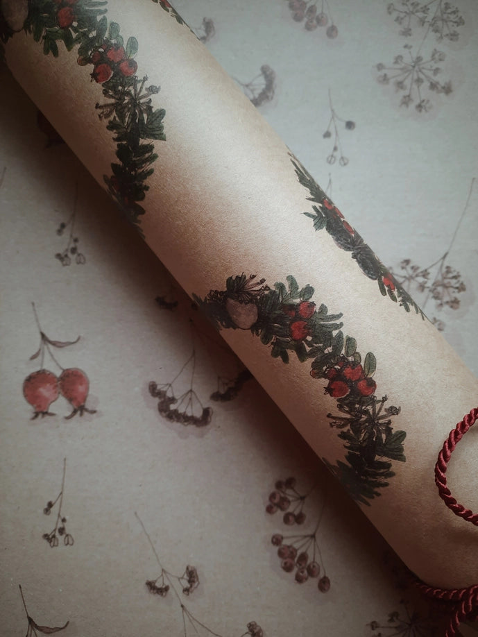 Papel de regalo Kraft para coronas navideñas