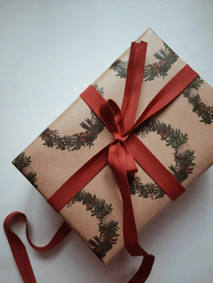 Papel de regalo Kraft para coronas navideñas