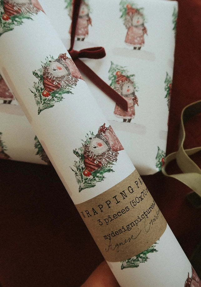 Papel de regalo blanco para erizos