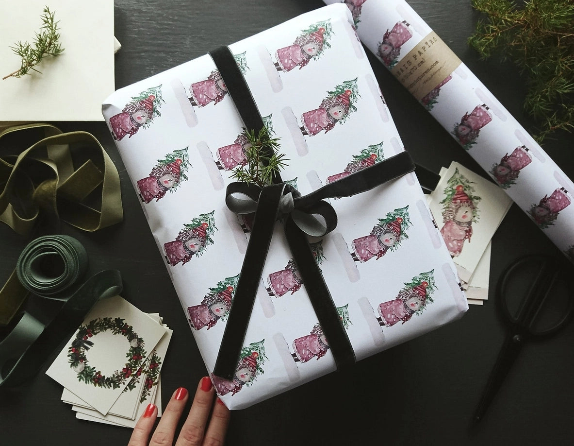 Papel de regalo blanco para erizos