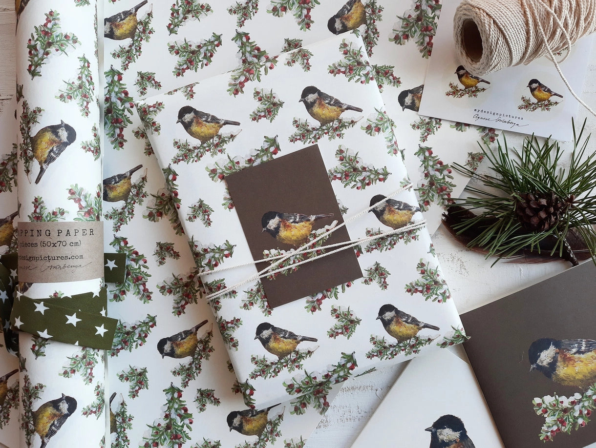 Papel de regalo Tit Bird