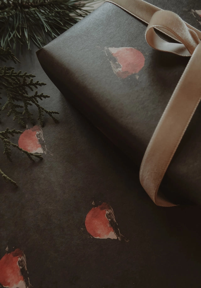 Juego de 3 piezas de papel de regalo Kraft Red Robin
