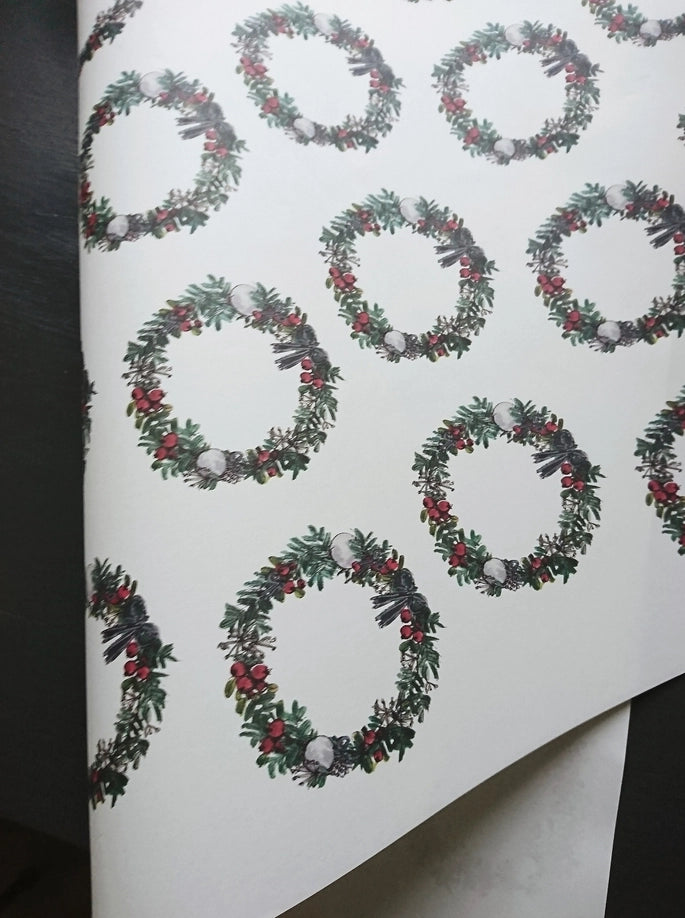 Juego de 3 piezas de papel de regalo blanco puro con forma de corona de Navidad