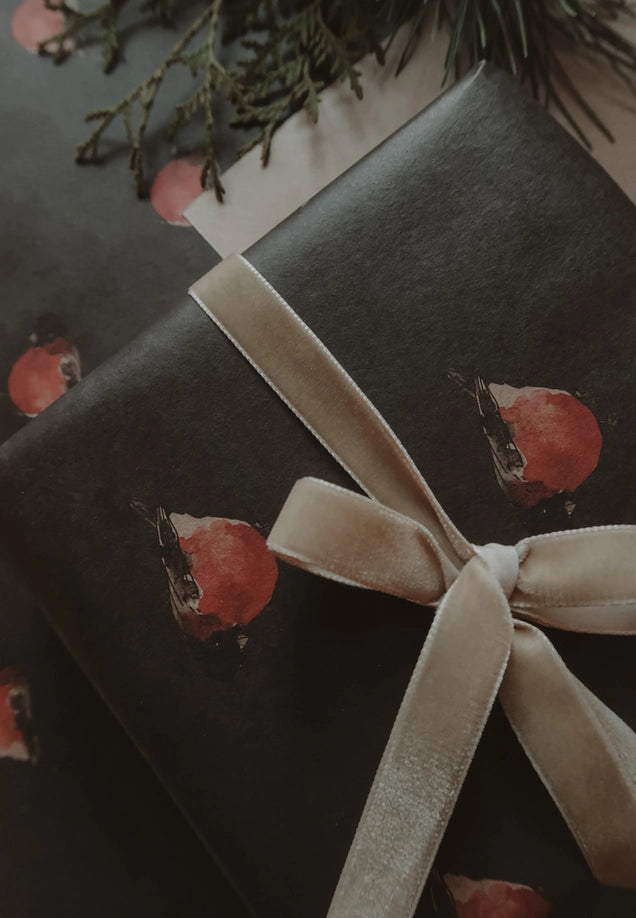 Juego de 3 piezas de papel de regalo Kraft Red Robin