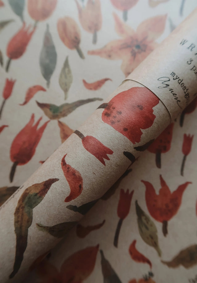 Juego de 3 piezas de papel de regalo Kraft TULIPS