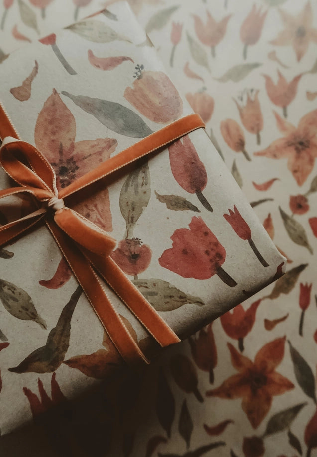 Juego de 3 piezas de papel de regalo Kraft TULIPS