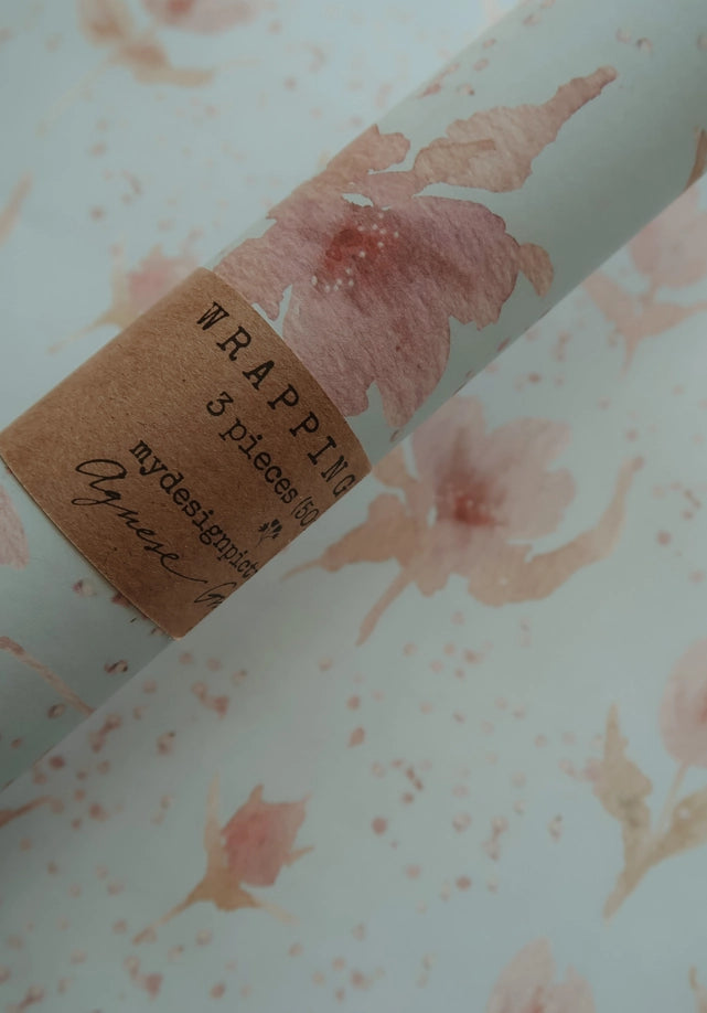 Juego de 3 piezas de papel de regalo con forma de tulipán rosa