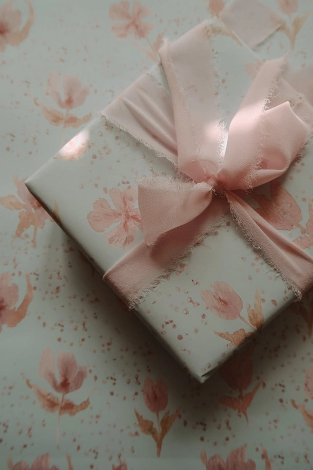 Juego de 3 piezas de papel de regalo con forma de tulipán rosa