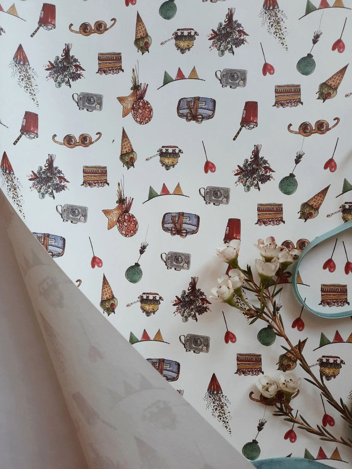 Juego de 3 piezas de papel de regalo para fiestas infantiles de color blanco puro