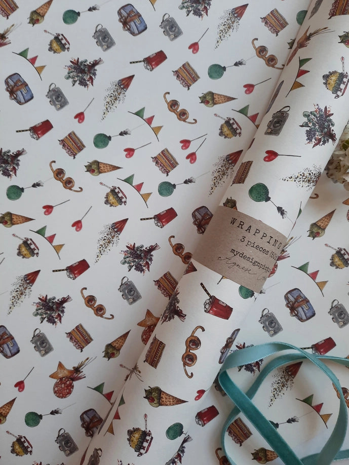 Juego de 3 piezas de papel de regalo para fiestas infantiles de color blanco puro