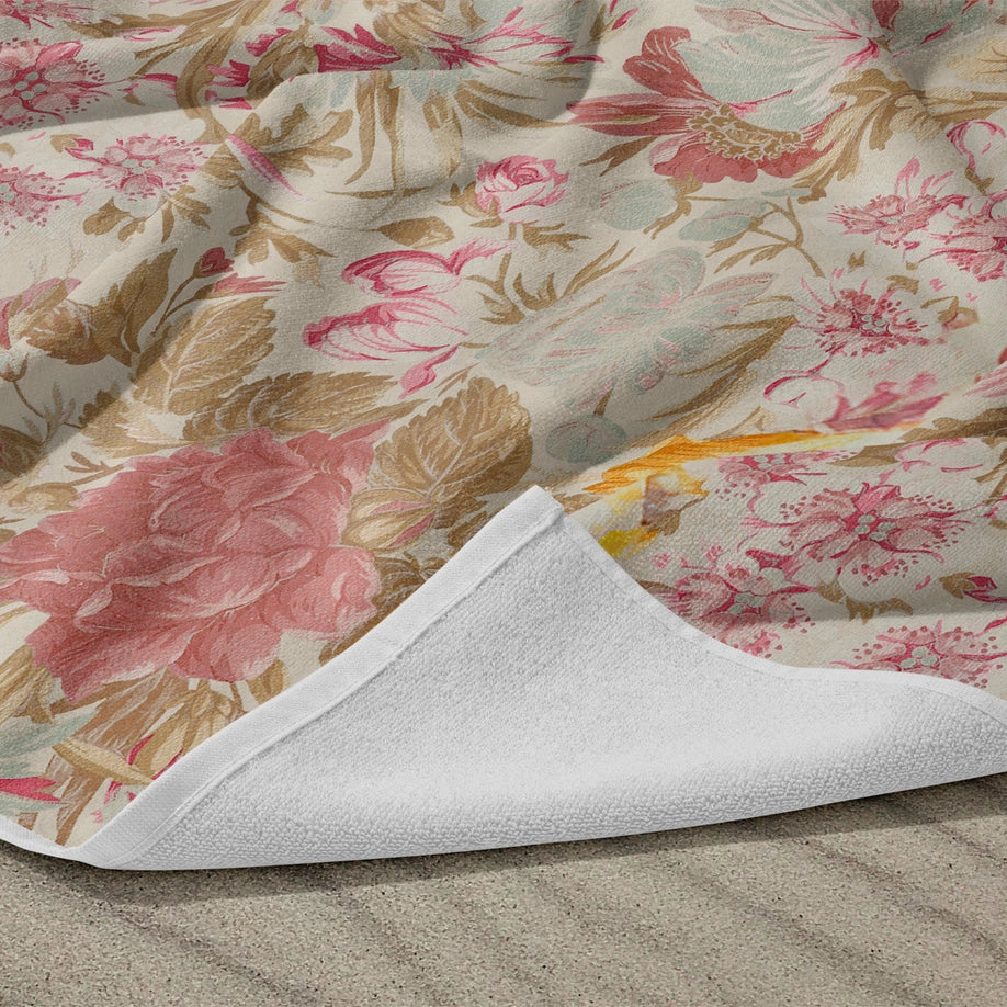 Toalla de playa grande con estampado floral rosa 100x180 cm