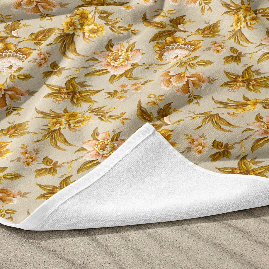 Toalla de playa grande con estampado floral amarillo 100x180 cm