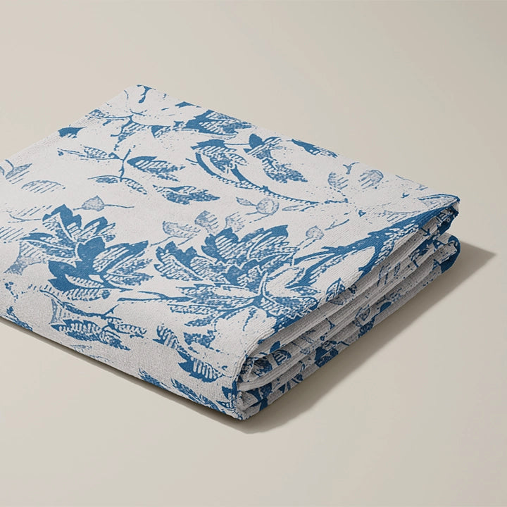 Toalla de playa grande con estampado floral azul de 100x180 cm