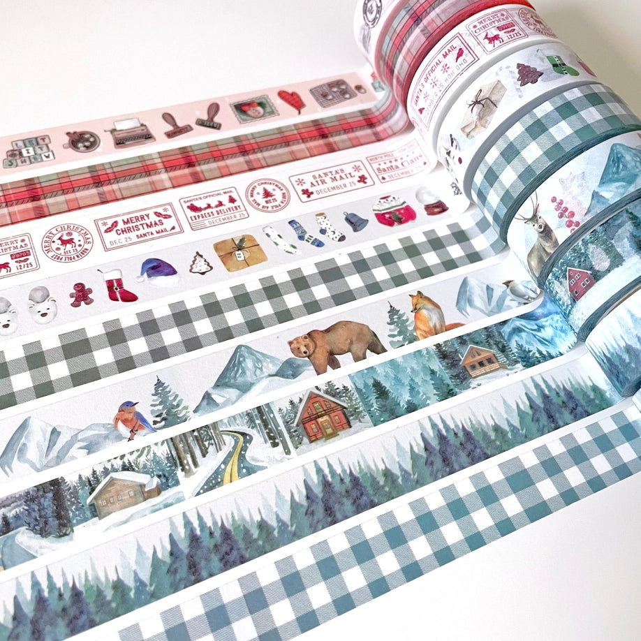 Cinta Adhesiva Winter Cabins - 15 mm x 10 m